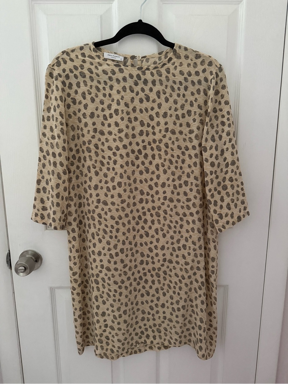 Equipment Femme Aubrey Leopard Print Silk Shift Dress Size Large